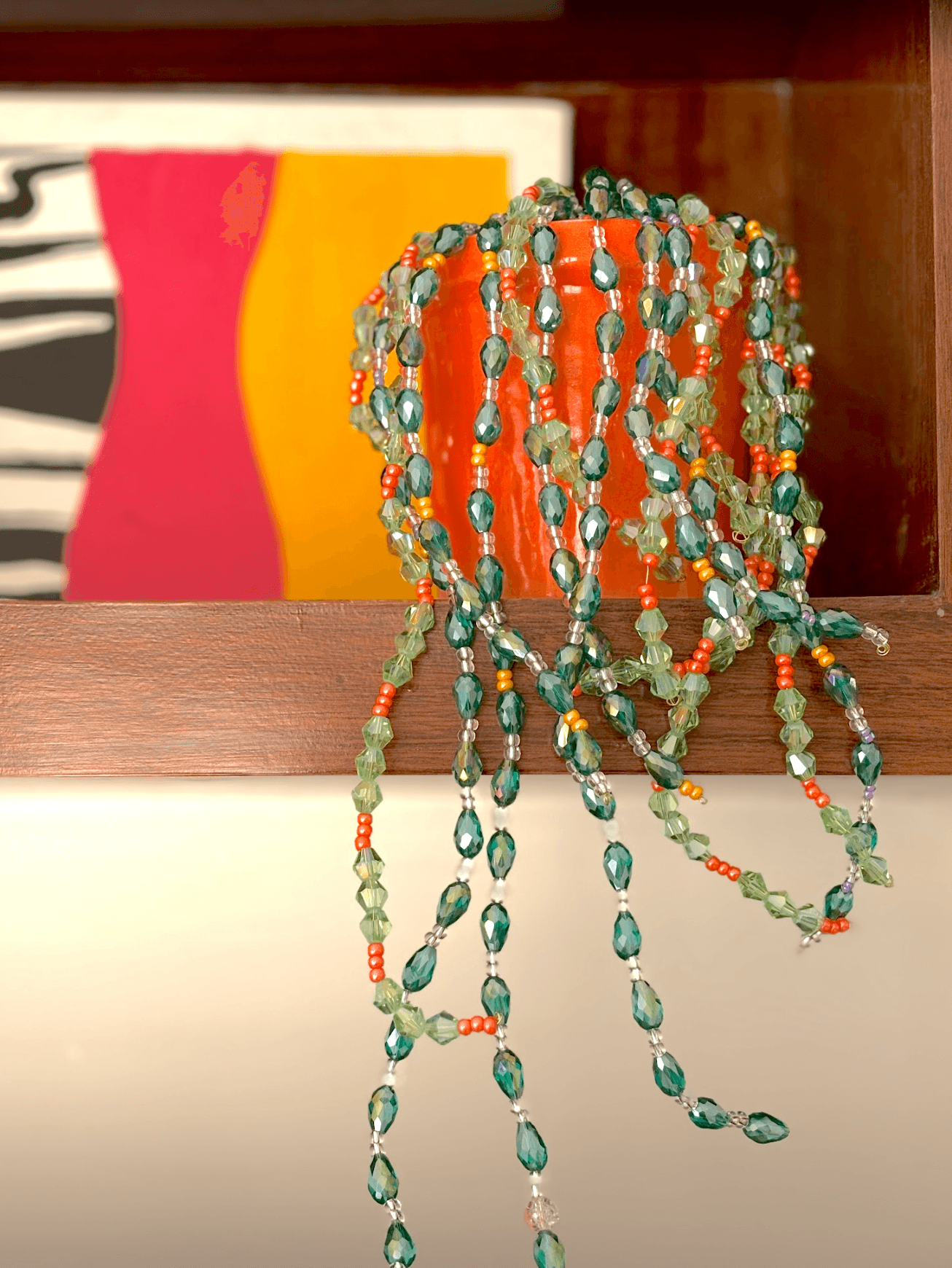 Beaded plant in hanging planter