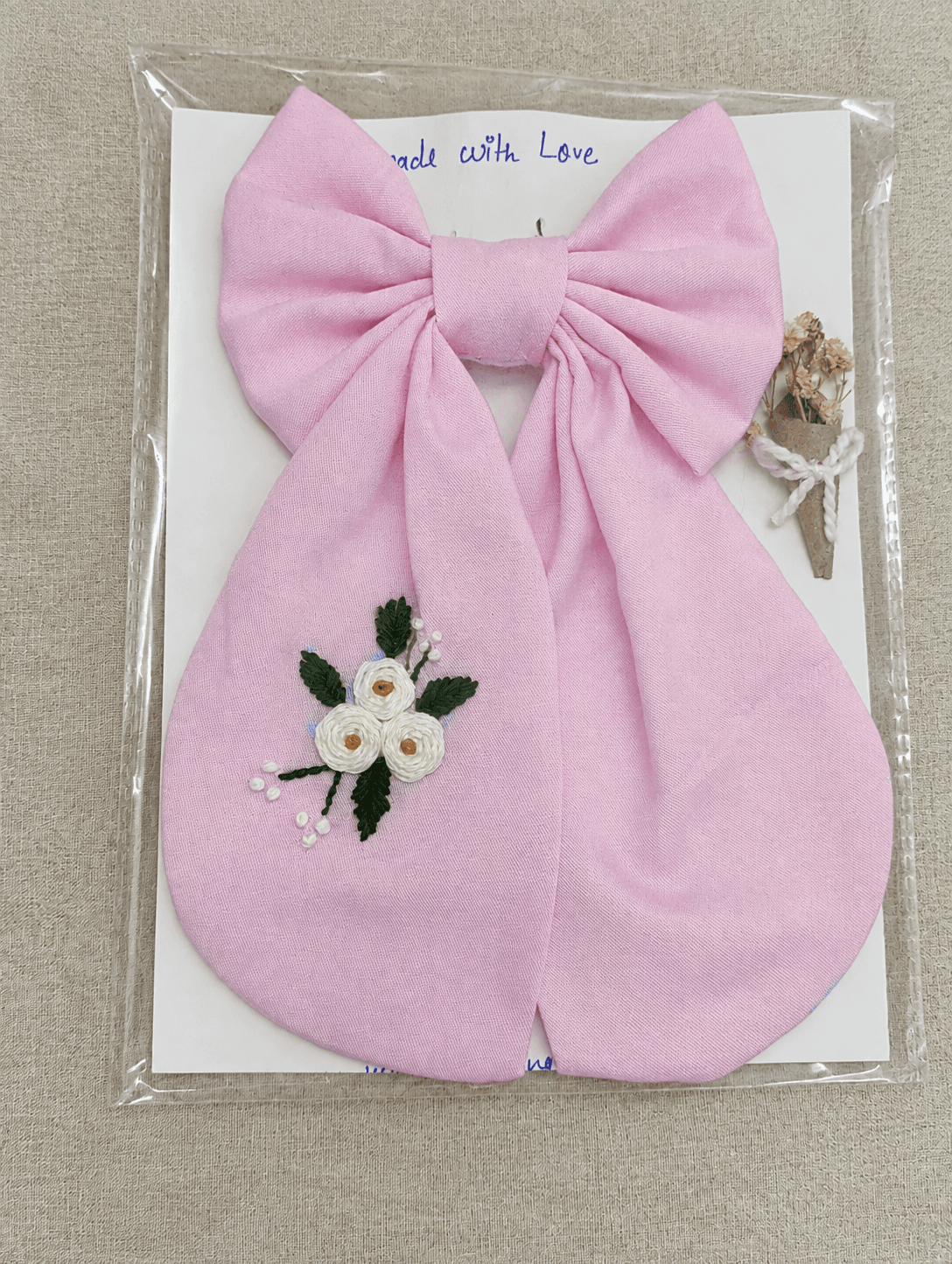 Handmade Pink Bow Hair Accessory - Image 1