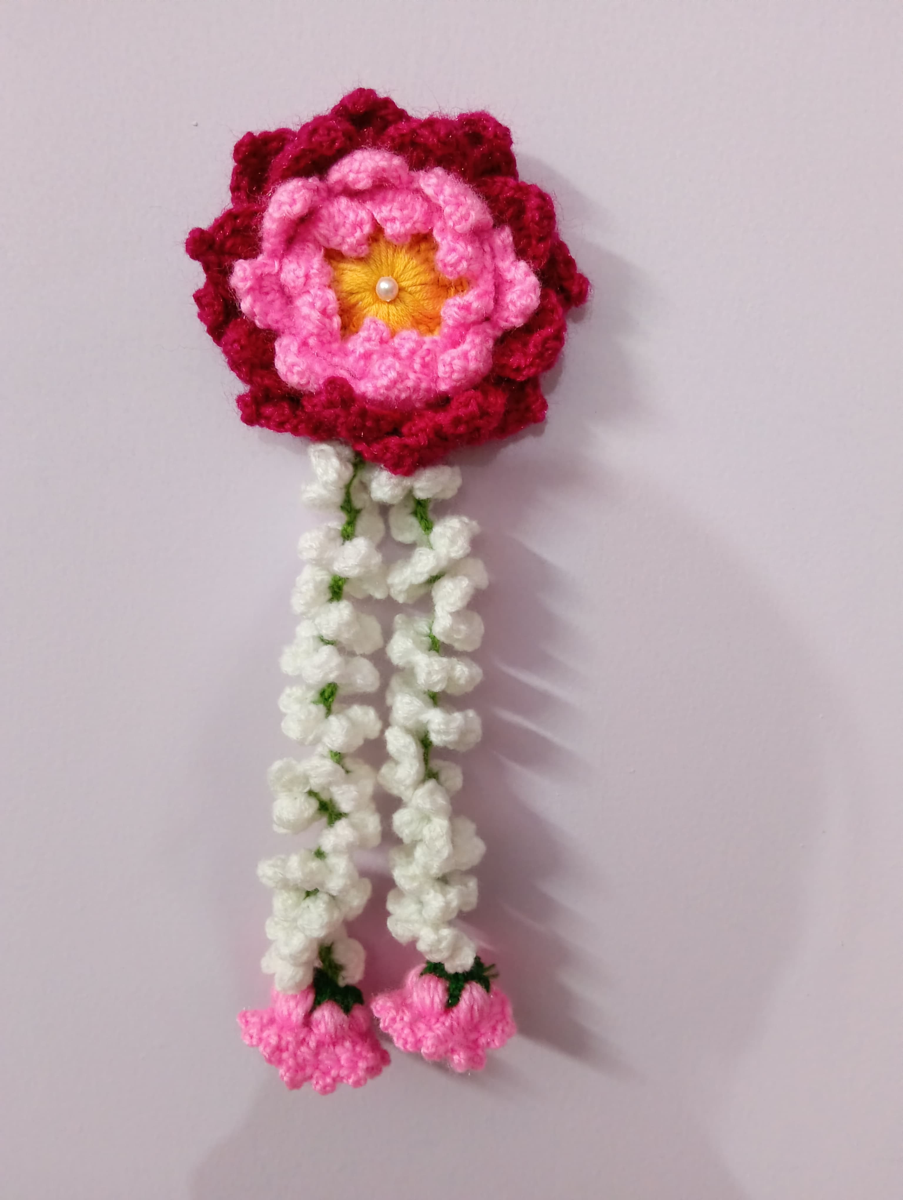 Handmade crochet hair flower gajra - Image 1
