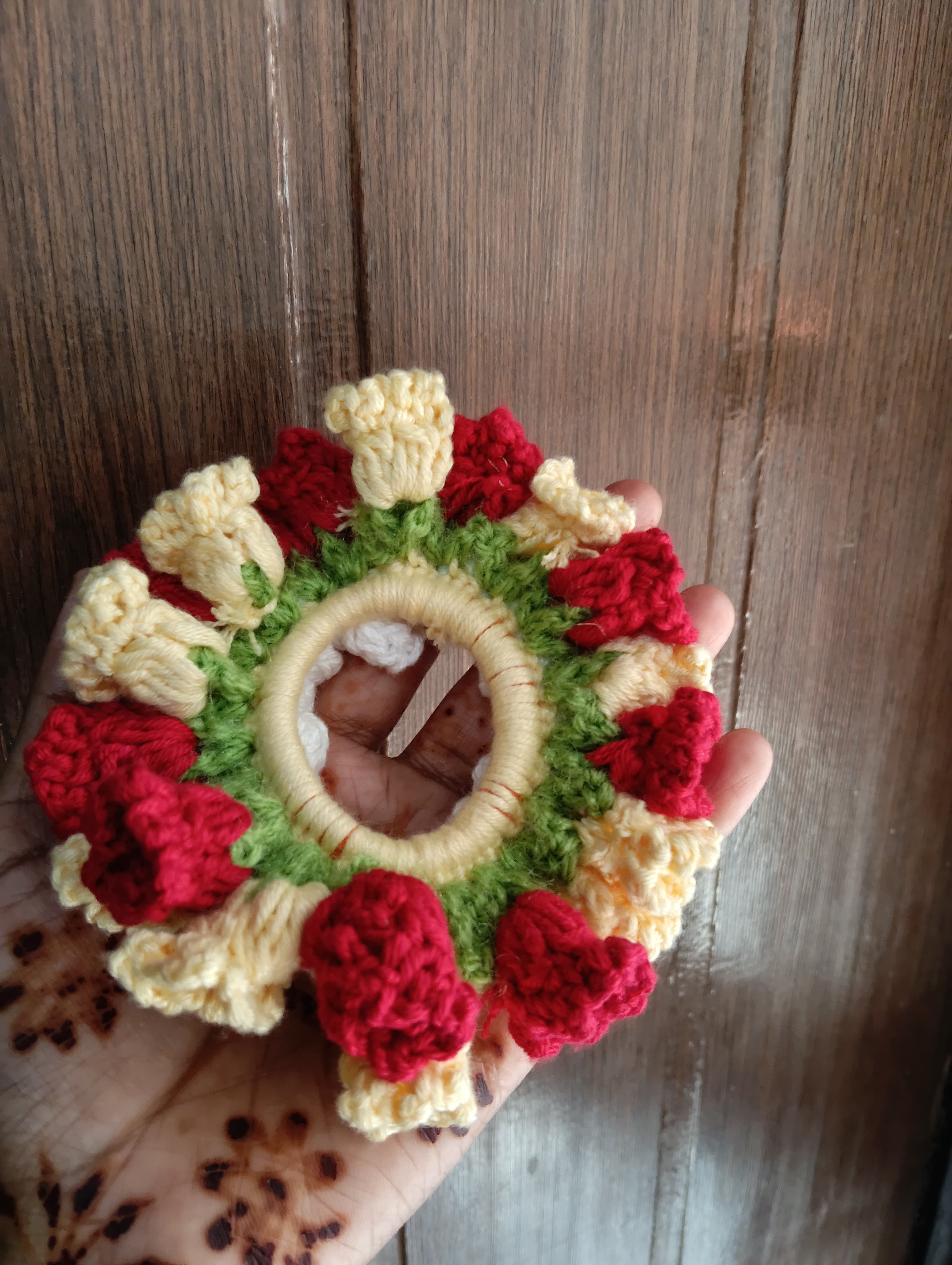 Handmade crochet hair flower scrunchy - Image 1