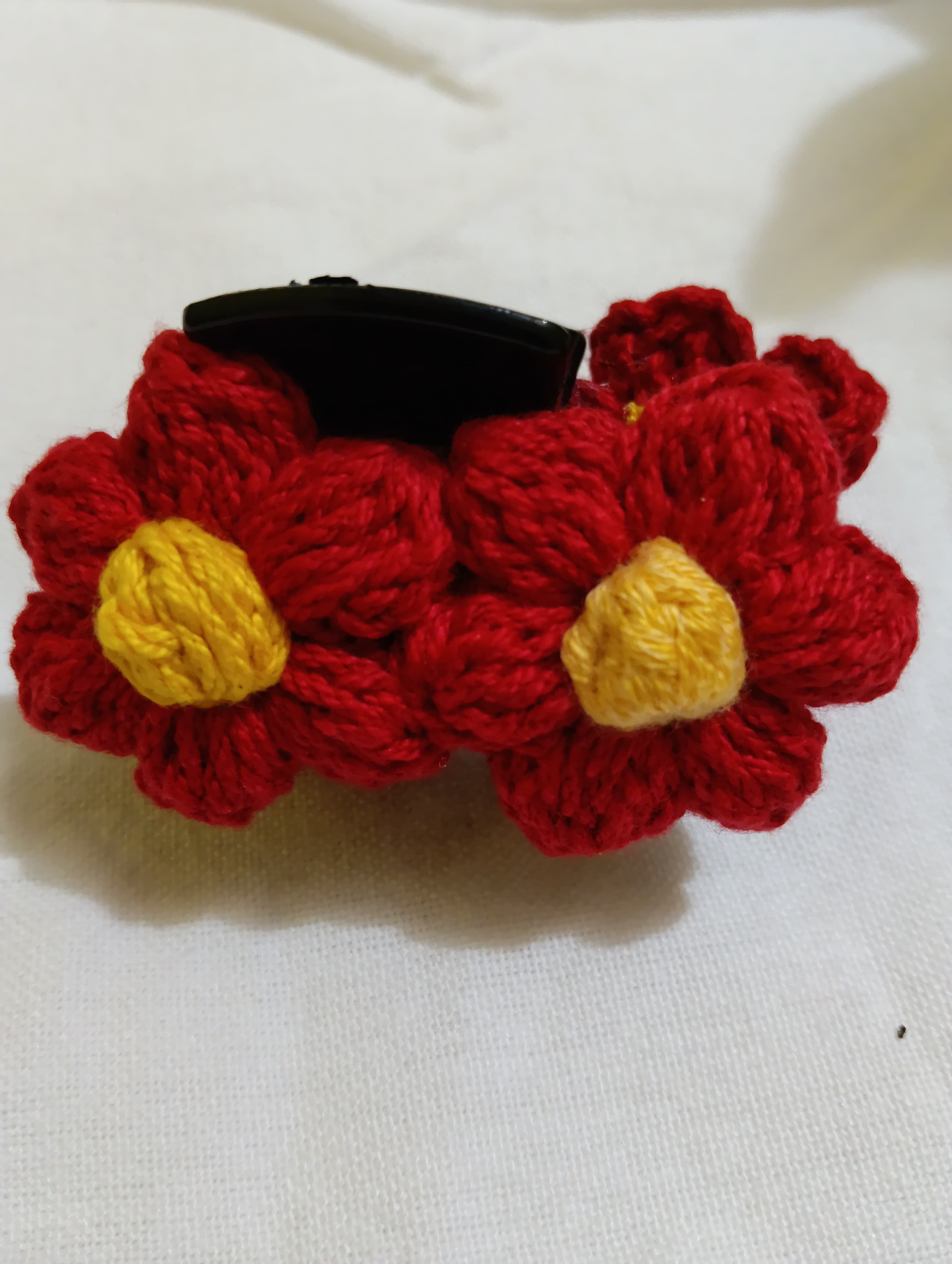 Handmade crochet hair flower clutch - Image 1