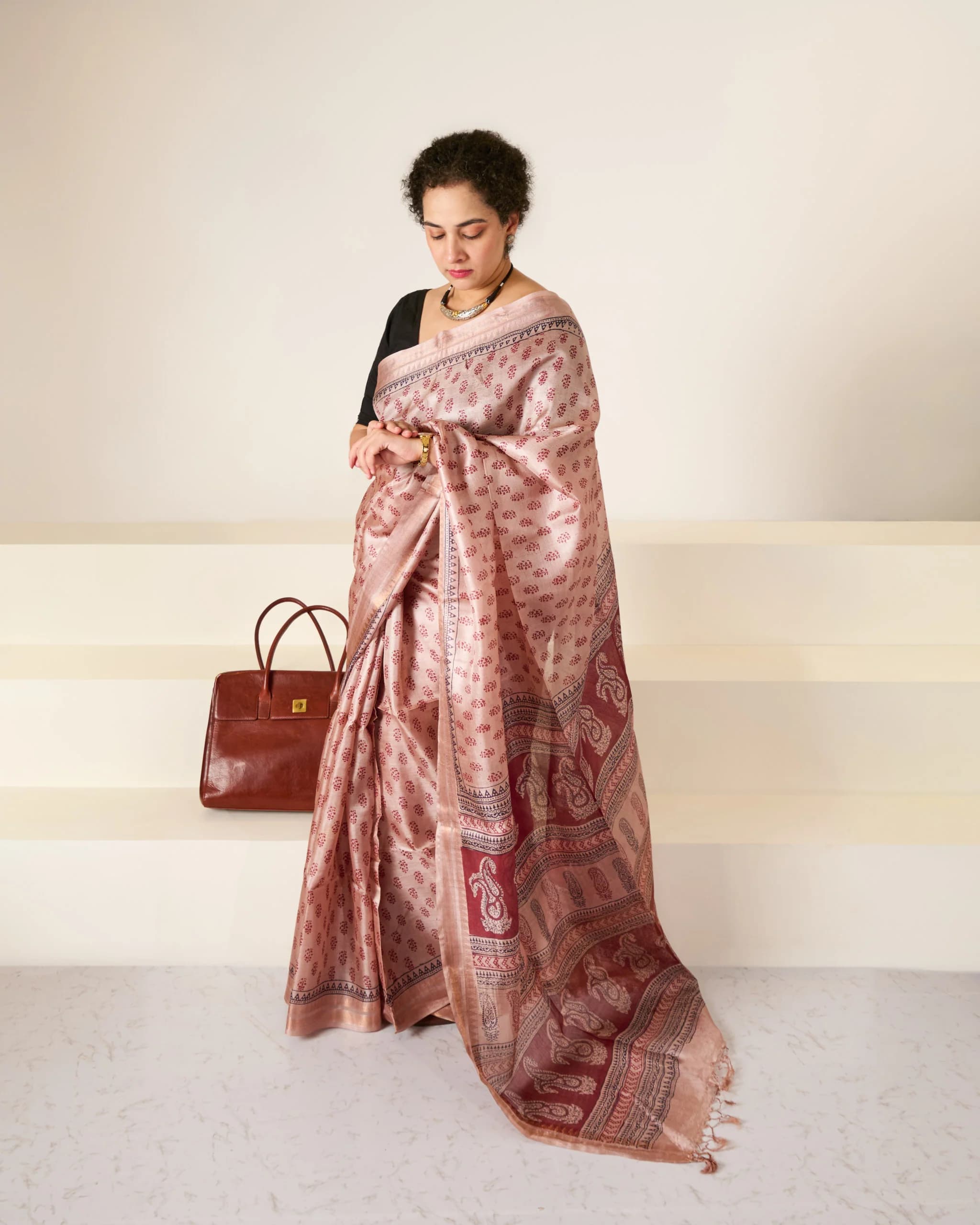 Madhavi Blockprinted Kosa Silk Saree