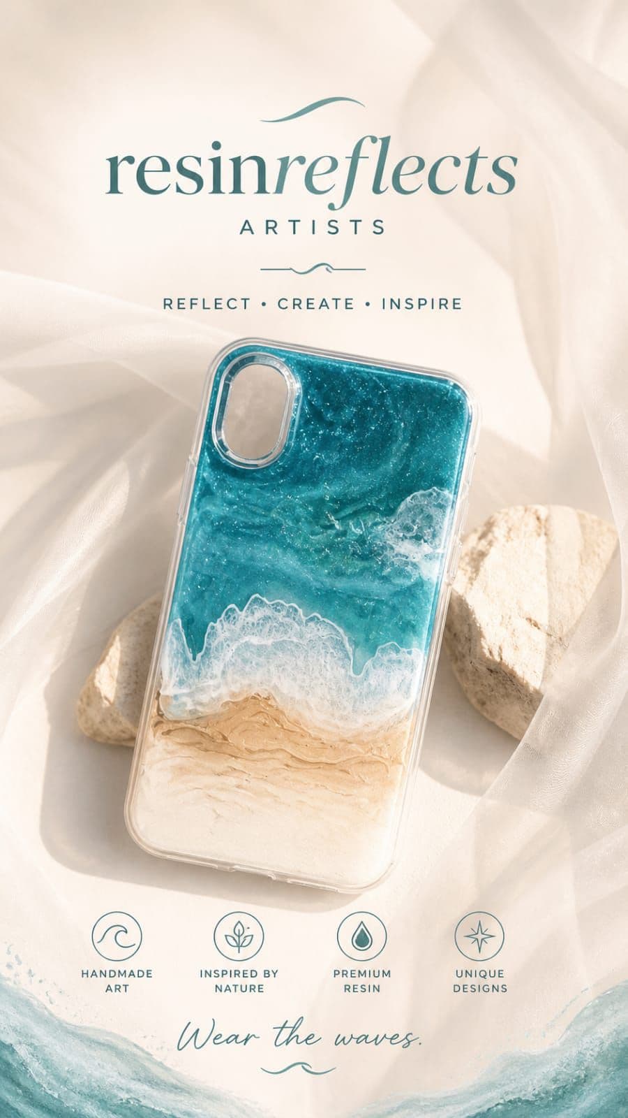 Resin Ocean waves theme phone case - Image 1