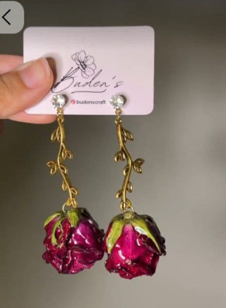 Resin 3d Rose Earings
